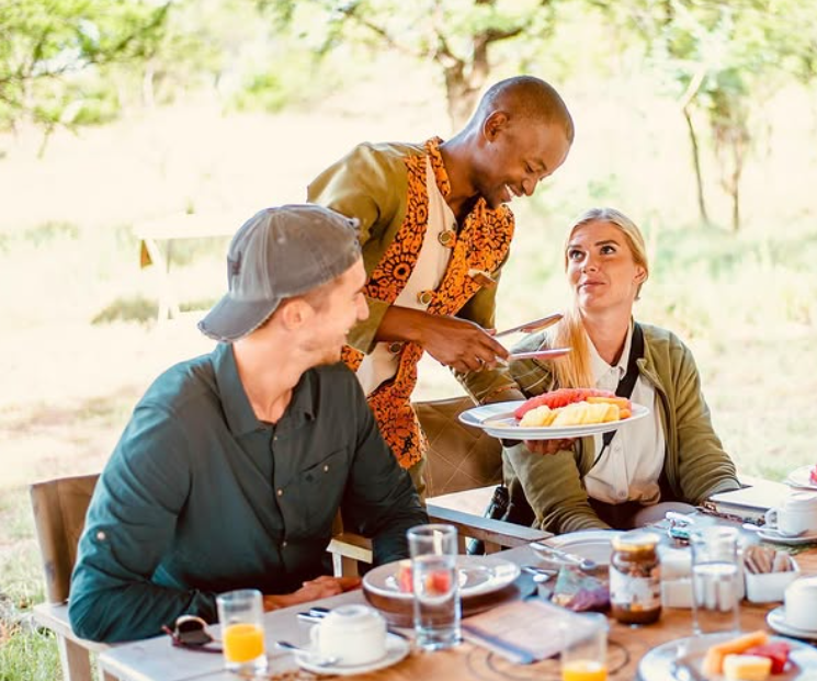 Family enjoying Serengeti safari